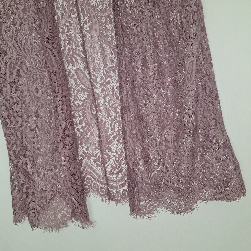 Boho Whimsigoth Floral Goth Chic Mauve Lace Open Front Cardigan Paper + Tee M - Picture 9 of 10